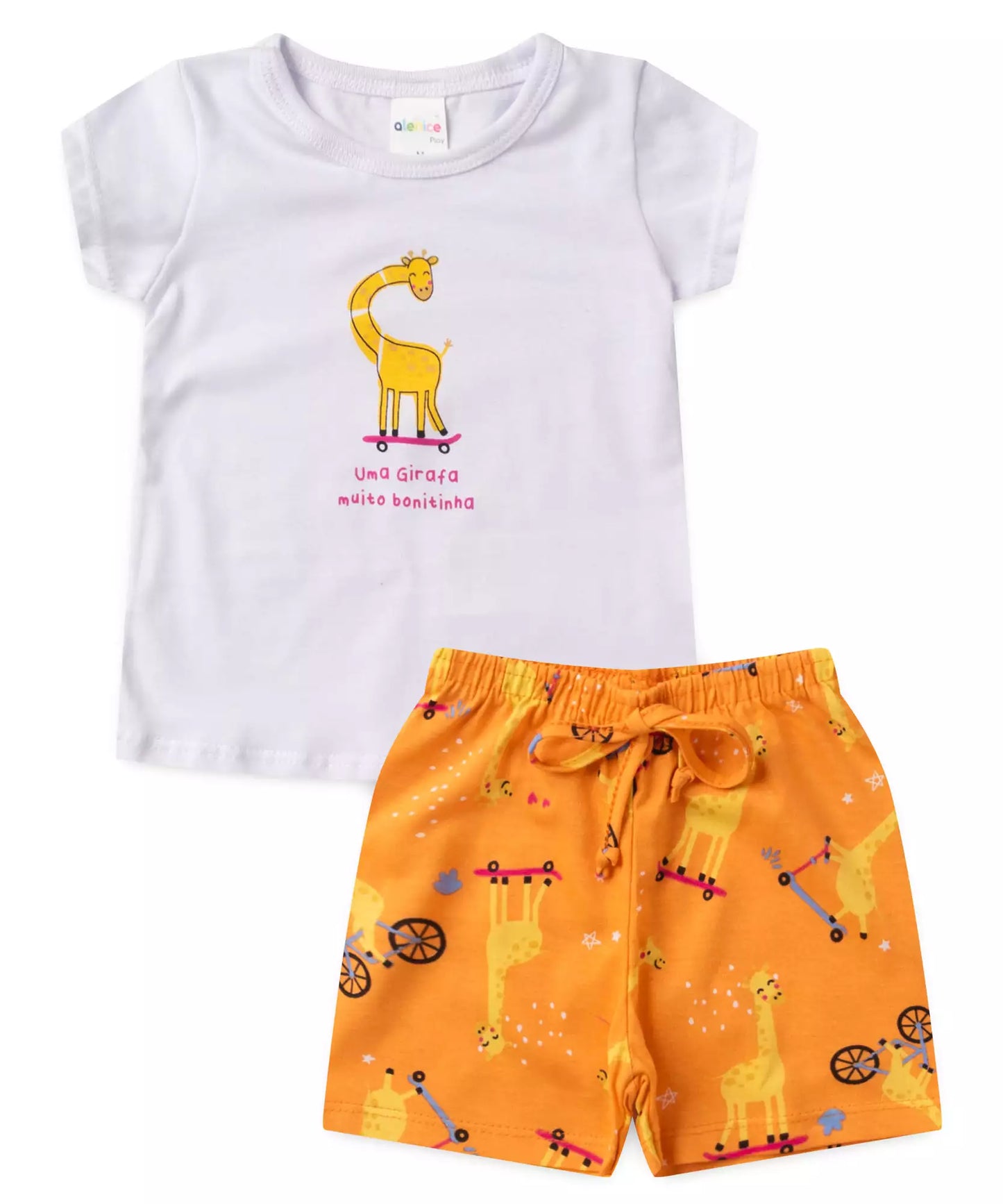 Conjunto de Verão para Bebê Menina Girafinha Branca