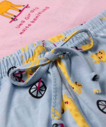 Conjunto de Verão para Bebê Menina Girafinha Rosa