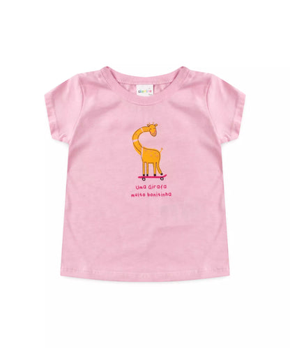 Conjunto de Verão para Bebê Menina Girafinha Rosa