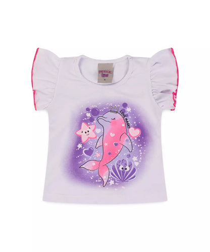 Conjunto de Verão para Bebê Menina Golfinho Branco