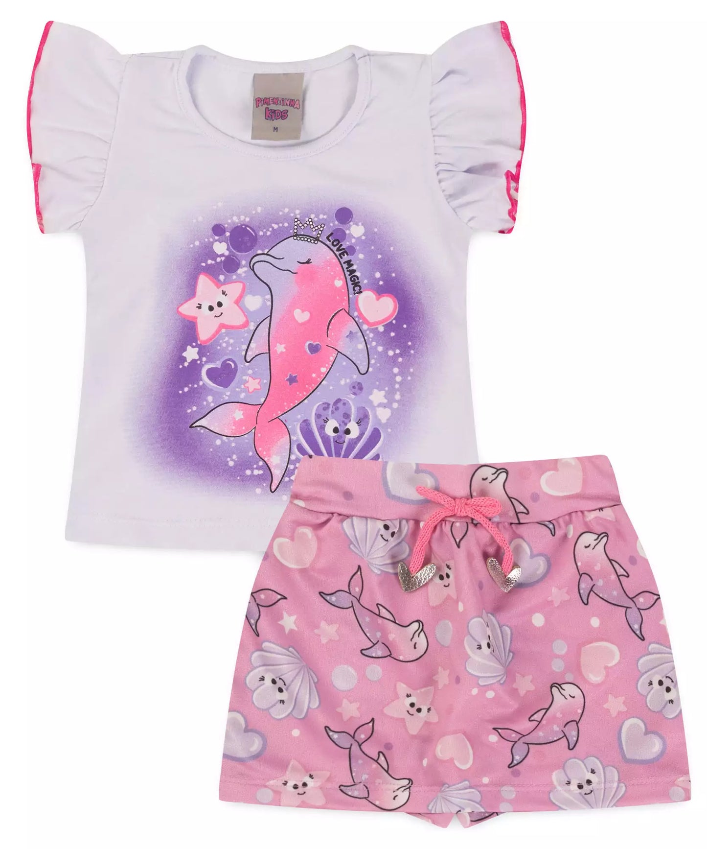 Conjunto de Verão para Bebê Menina Golfinho Branco