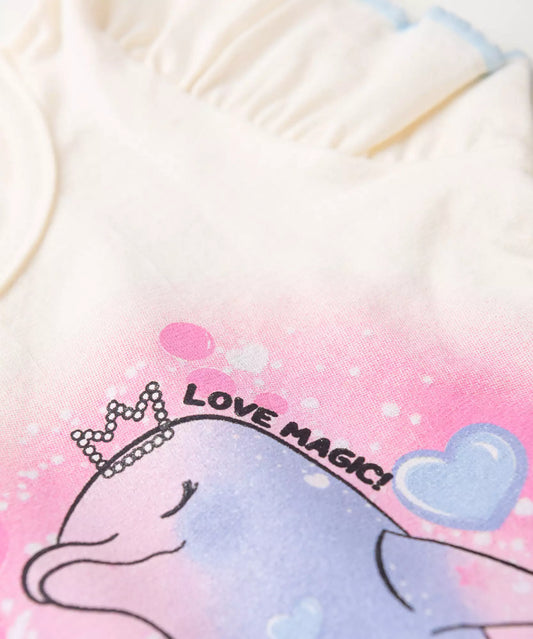 Conjunto de Verão para Bebê Menina Golfinho Marfim