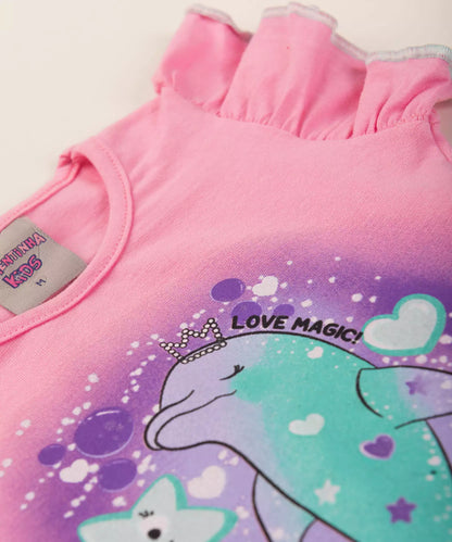 Conjunto de Verão para Bebê Menina Golfinho Rosa