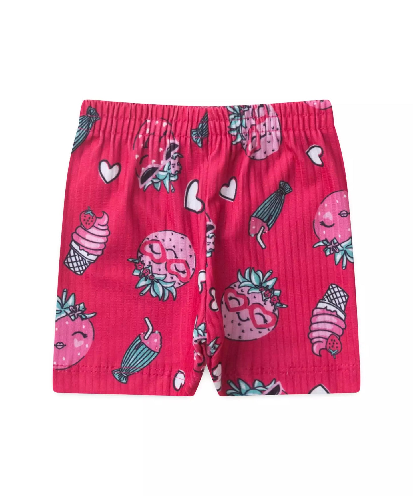 Conjunto de Verão para Bebê Menina Morango Branco