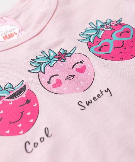 Conjunto de Verão para Bebê Menina Morango Rosa