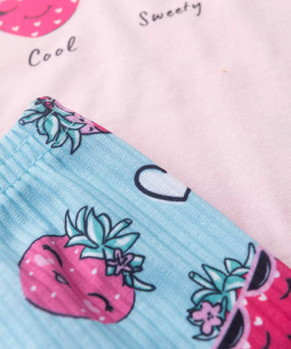 Conjunto de Verão para Bebê Menina Morango Rosa