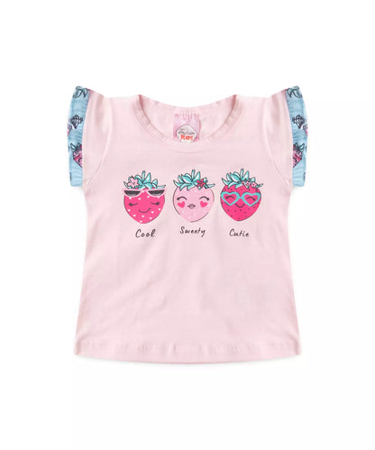 Conjunto de Verão para Bebê Menina Morango Rosa