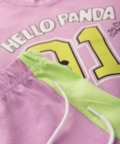 Conjunto de Verão para Bebê Menina Pandinha Lilás