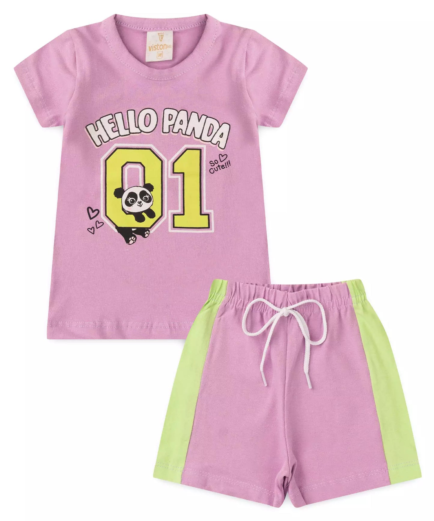 Conjunto de Verão para Bebê Menina Pandinha Lilás