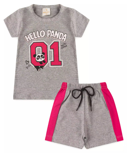 Conjunto de Verão para Bebê Menina Pandinha Mescla