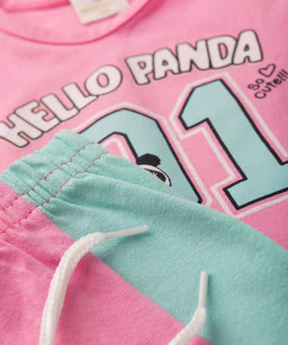 Conjunto de Verão para Bebê Menina Pandinha Rosa