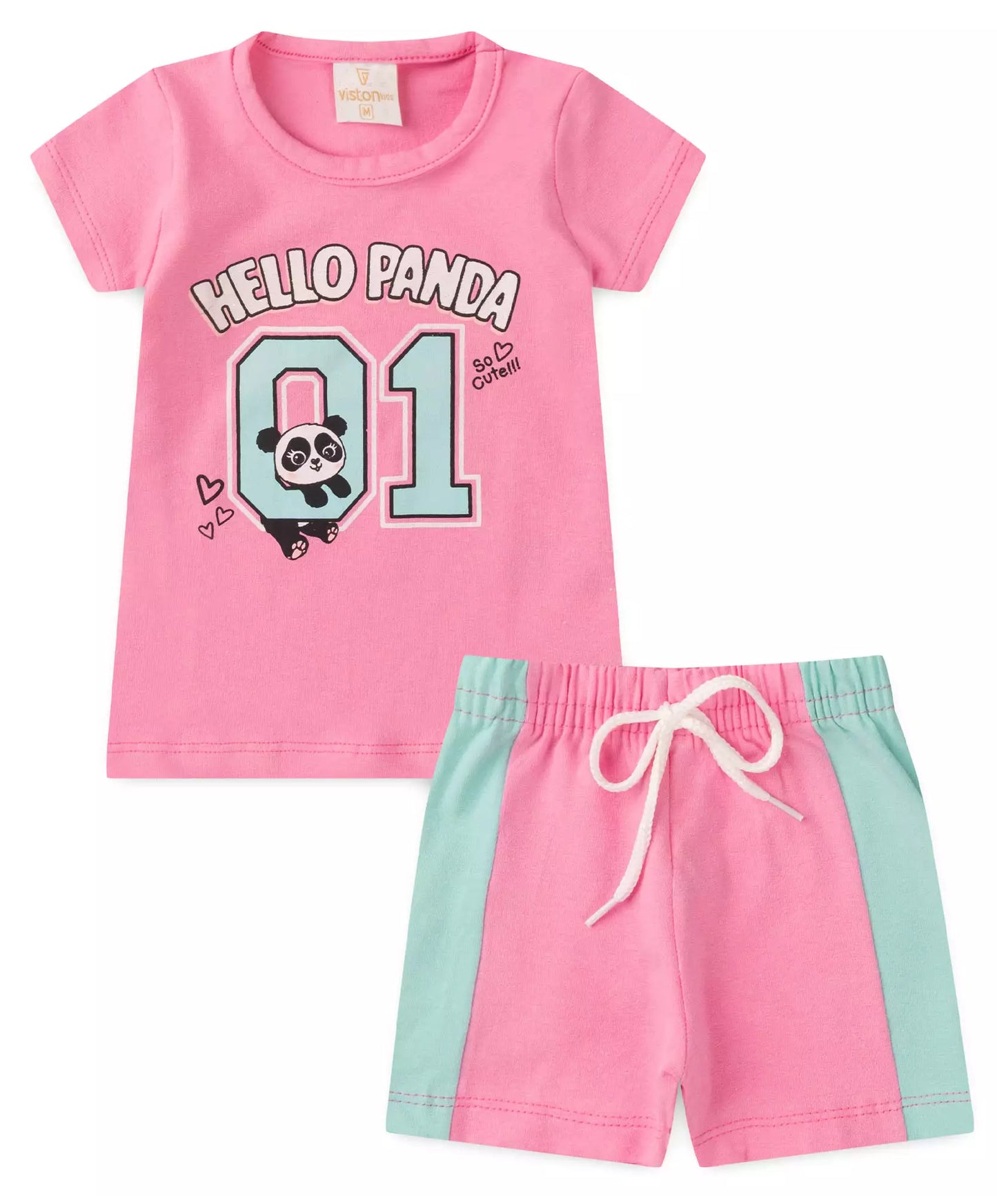 Conjunto de Verão para Bebê Menina Pandinha Rosa