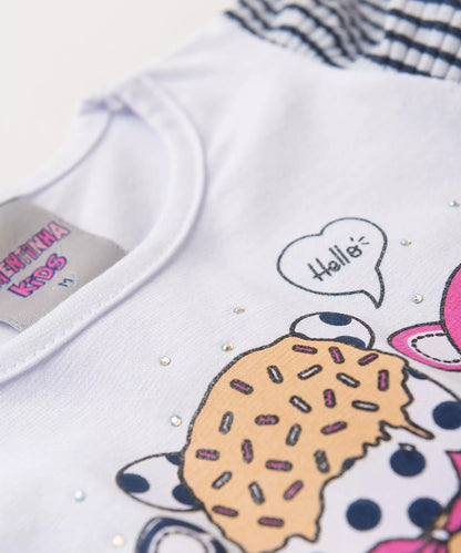 Conjunto de Verão para Bebê Menina Sorvetinhos Branco