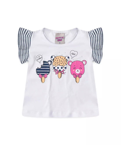 Conjunto de Verão para Bebê Menina Sorvetinhos Branco