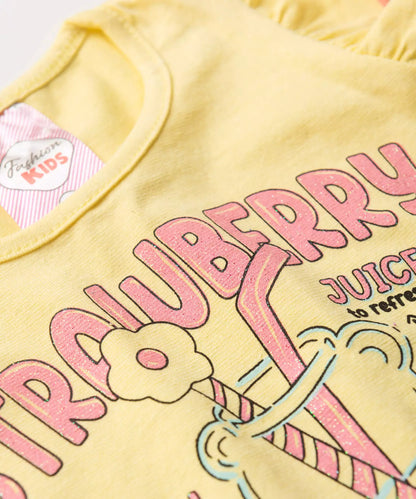 Conjunto de Verão para Bebê Menina Strawberry Amarelo