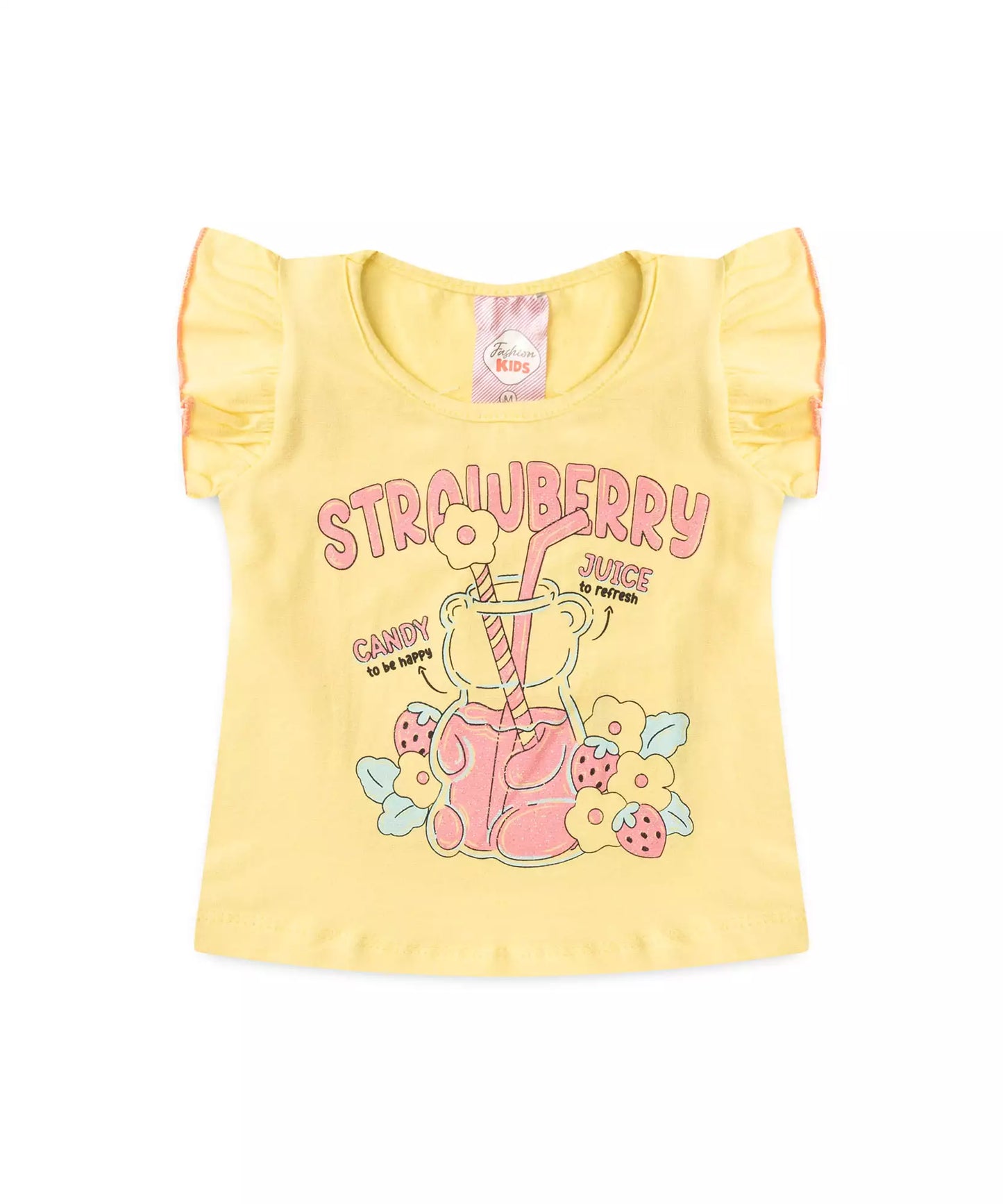 Conjunto de Verão para Bebê Menina Strawberry Amarelo