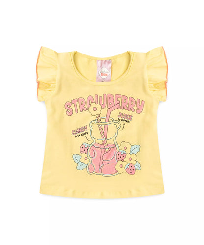 Conjunto de Verão para Bebê Menina Strawberry Amarelo