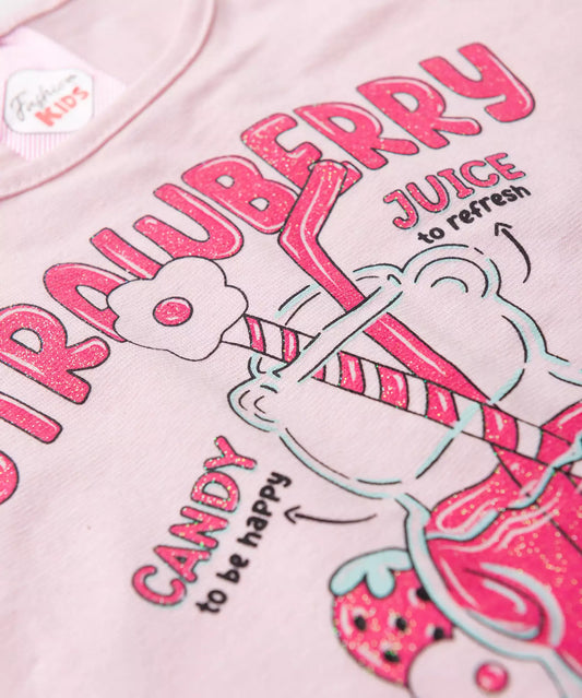 Conjunto de Verão para Bebê Menina Strawberry Rosa
