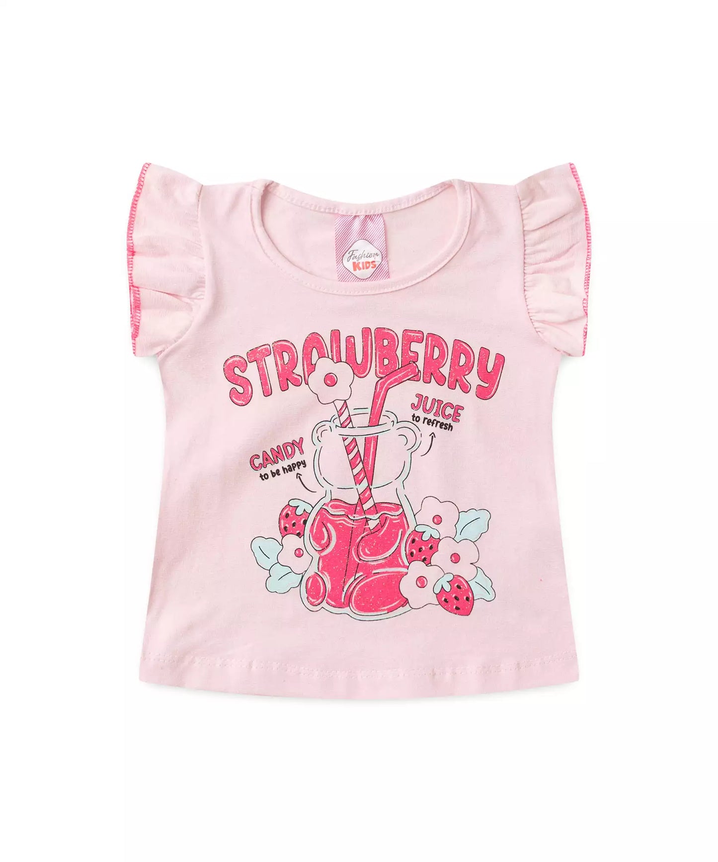 Conjunto de Verão para Bebê Menina Strawberry Rosa