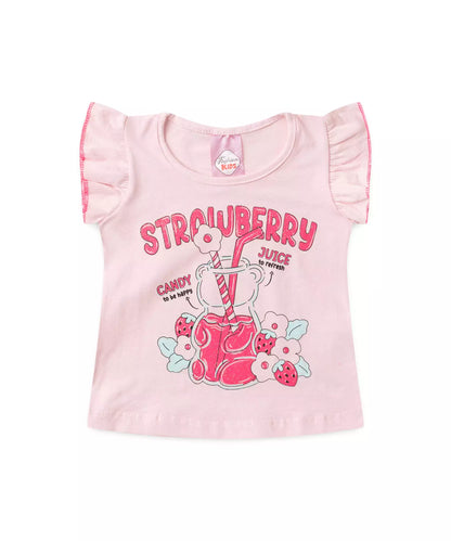 Conjunto de Verão para Bebê Menina Strawberry Rosa