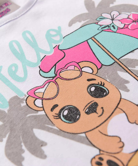 Conjunto de Verão para Bebê Menina Ursinho Branco