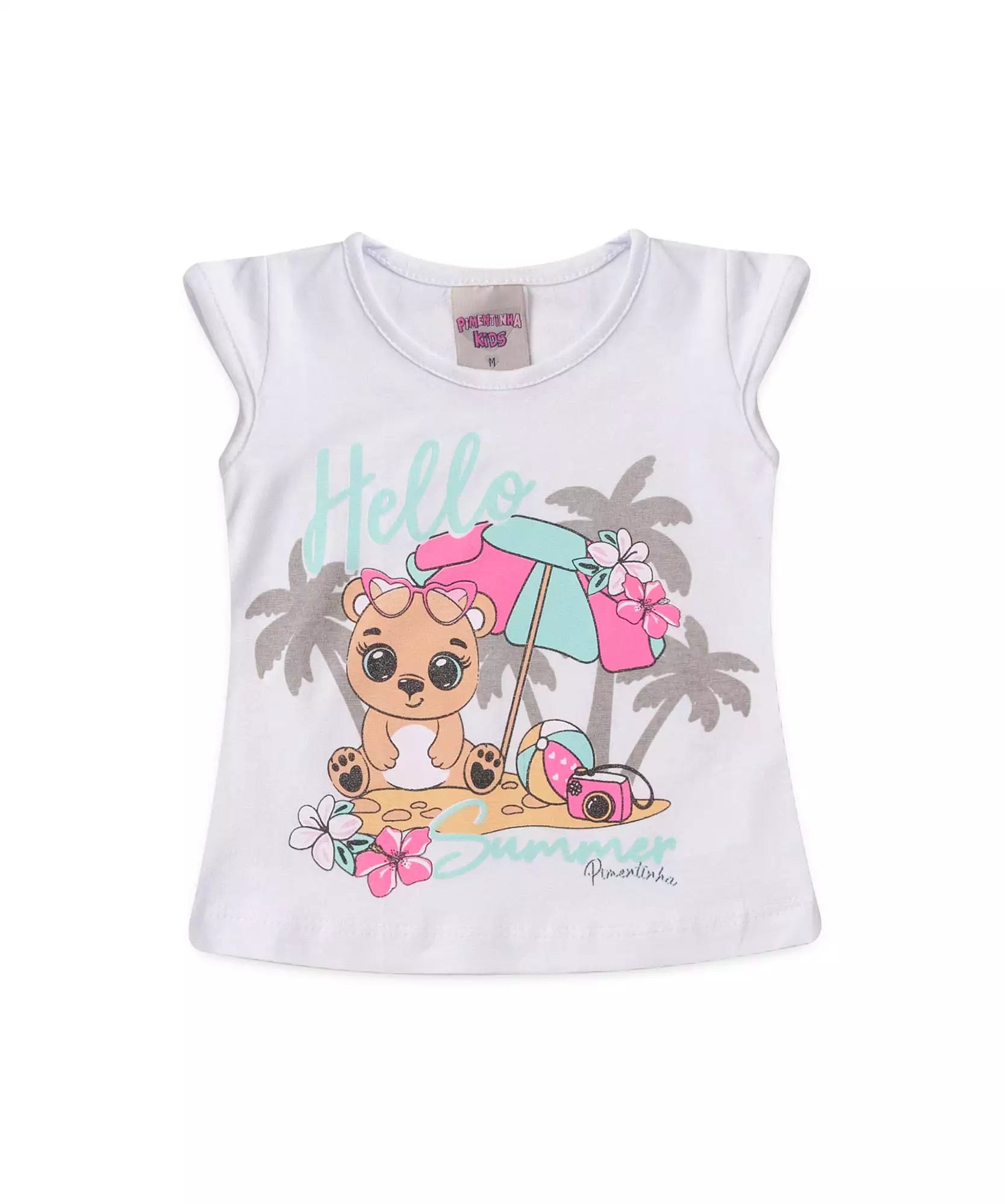 Conjunto de Verão para Bebê Menina Ursinho Branco