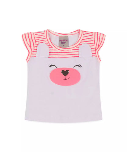 Conjunto de Verão para Bebê Menina Ursinho cor Branco