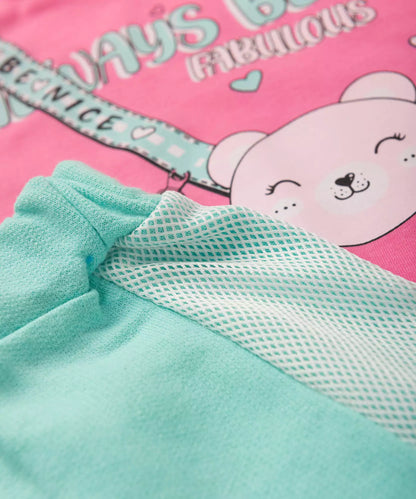 Conjunto de Verão para Bebê Menina Ursinho no Rosa