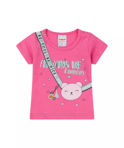 Conjunto de Verão para Bebê Menina Ursinho no Rosa