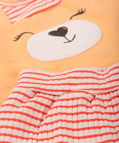 Conjunto de Verão para Bebê Menina Ursinho Salmão