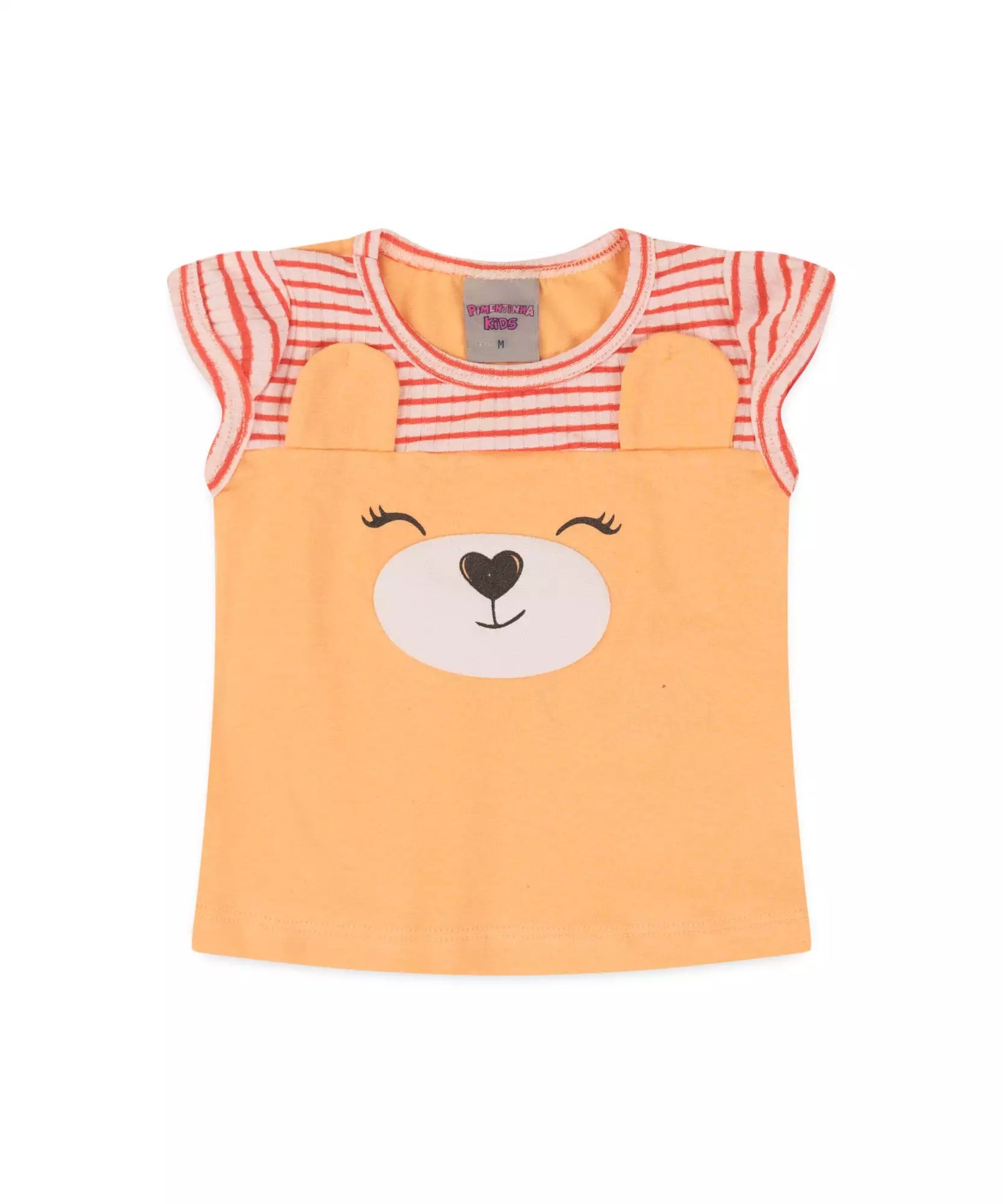 Conjunto de Verão para Bebê Menina Ursinho Salmão