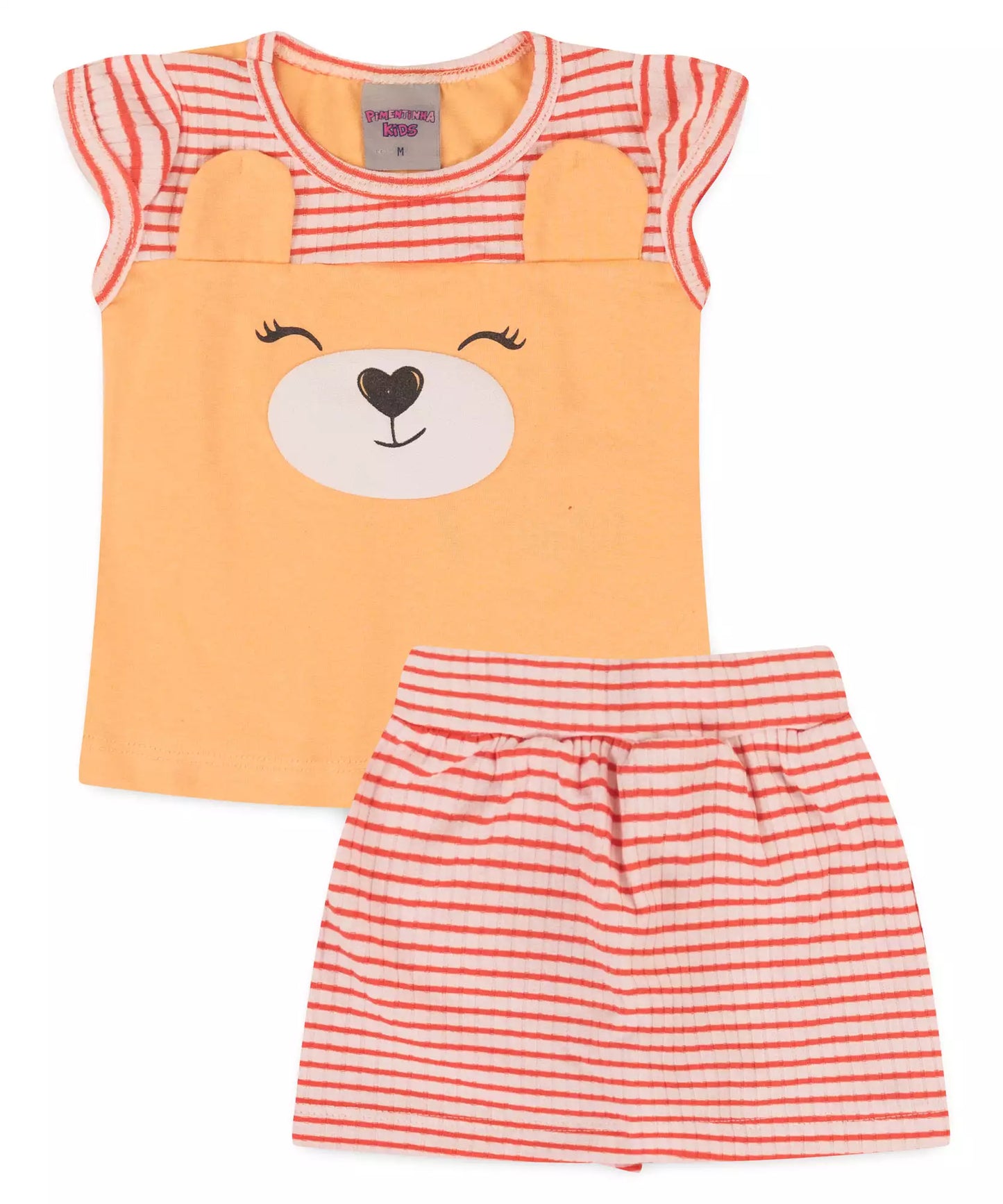 Conjunto de Verão para Bebê Menina Ursinho Salmão