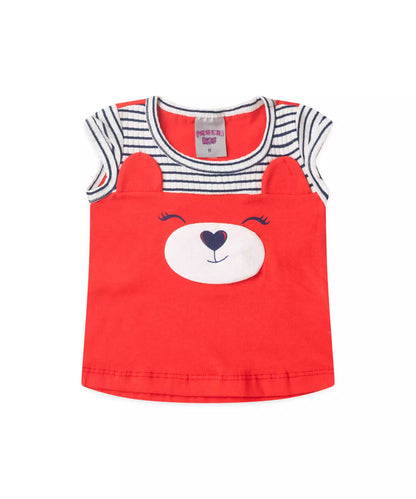 Conjunto de Verão para Bebê Menina Ursinho Vermelho