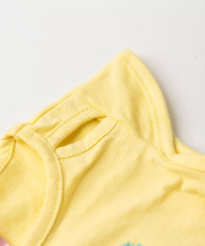 Conjunto de Verão para Bebê Menina Ursinhos no Mar Amarelo
