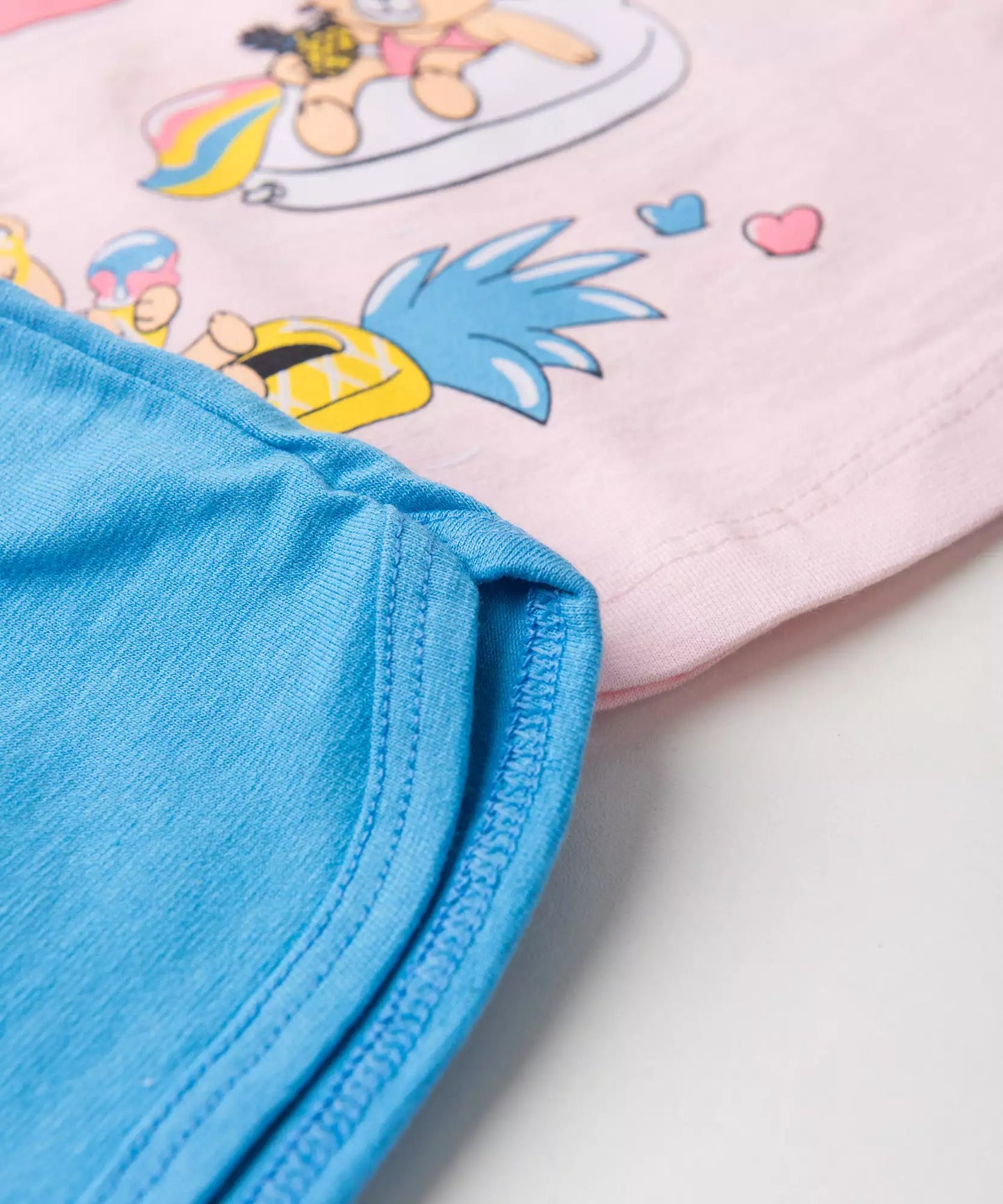 Conjunto de Verão para Bebê Menina Ursinhos no Mar Rosa