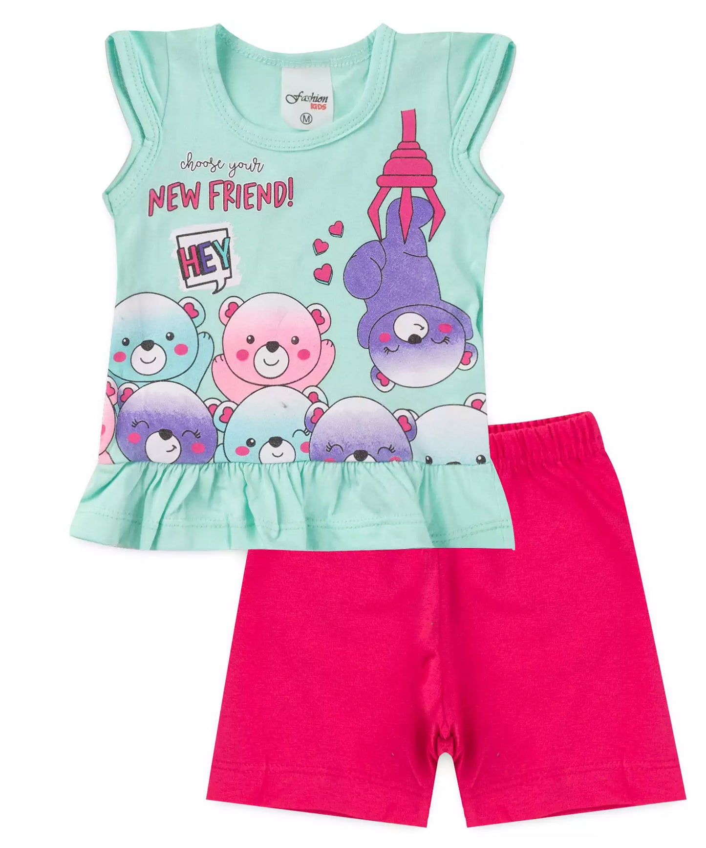 Conjunto de Verão para Bebê Menina Ursinhos Verde