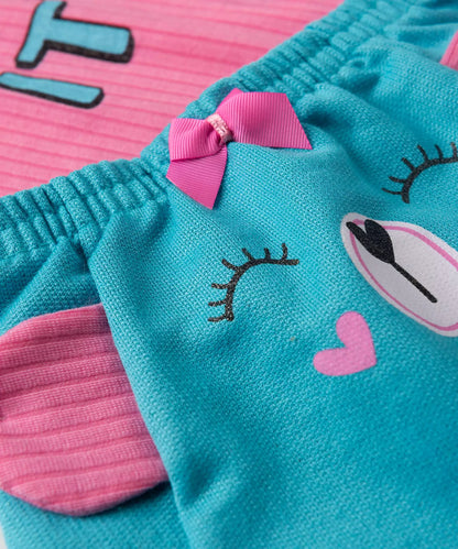 Conjunto de Verão para Bebê Menina Urso Rosa