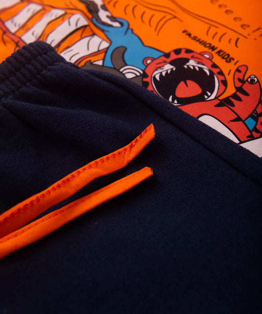 Conjunto de Verão para Bebê Menino Animais Laranja