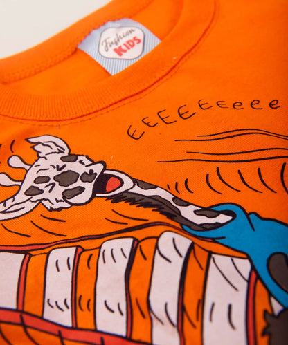 Conjunto de Verão para Bebê Menino Animais Laranja