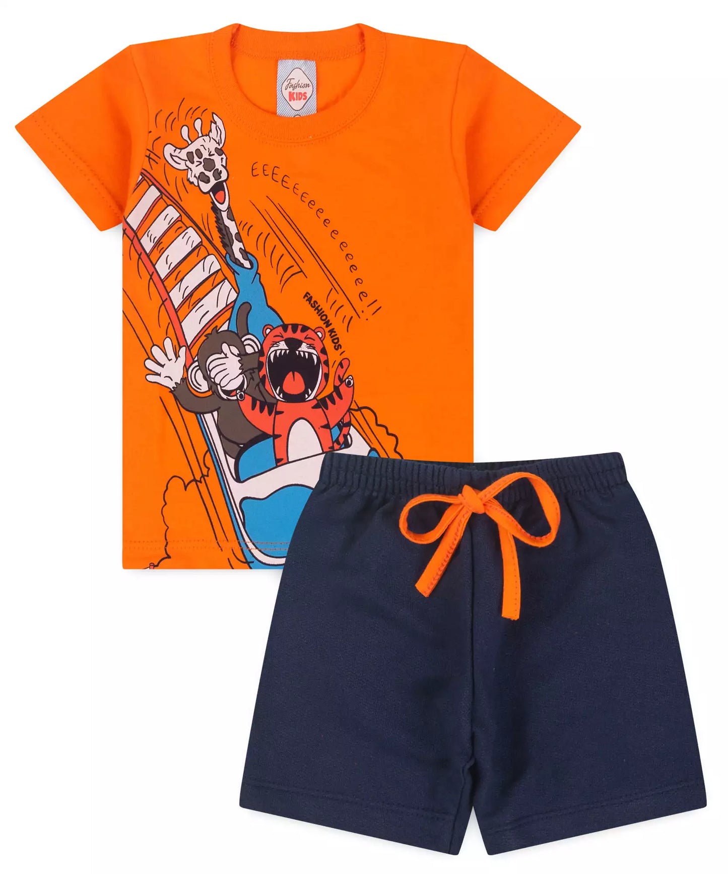 Conjunto de Verão para Bebê Menino Animais Laranja