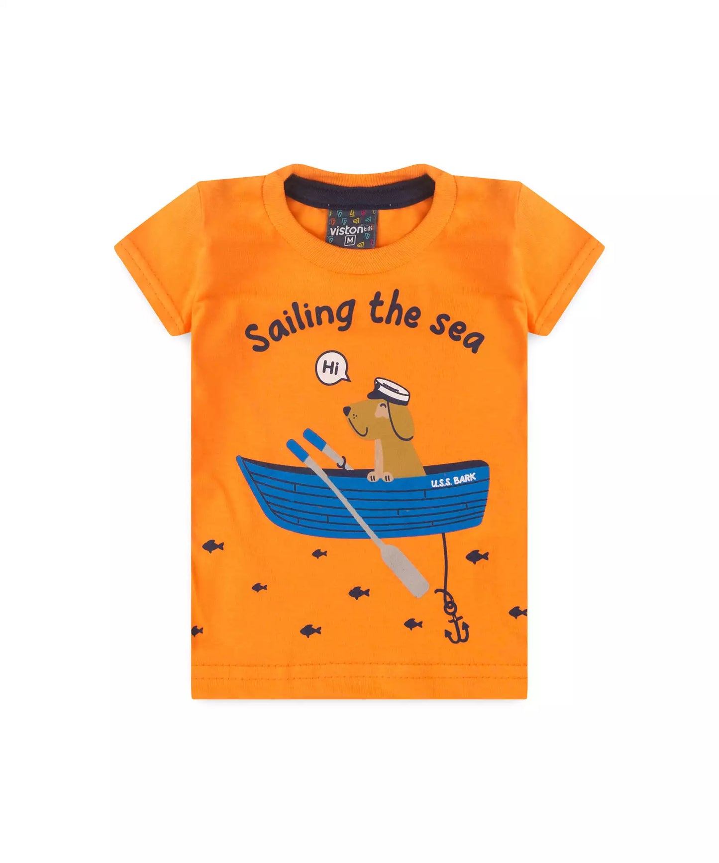 Conjunto de Verão para Bebê Menino Barquinho Laranja
