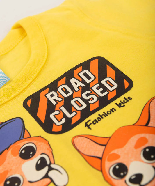 Conjunto de Verão para Bebê Menino Cachorrinho no Amarelo
