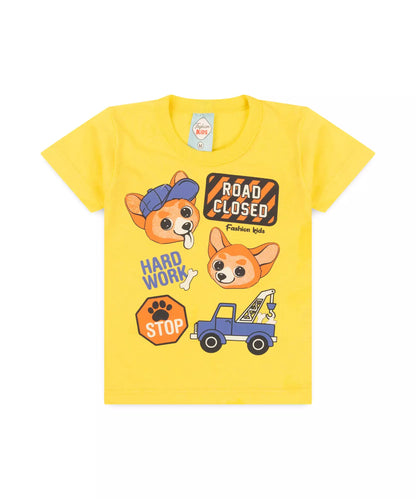 Conjunto de Verão para Bebê Menino Cachorrinho no Amarelo
