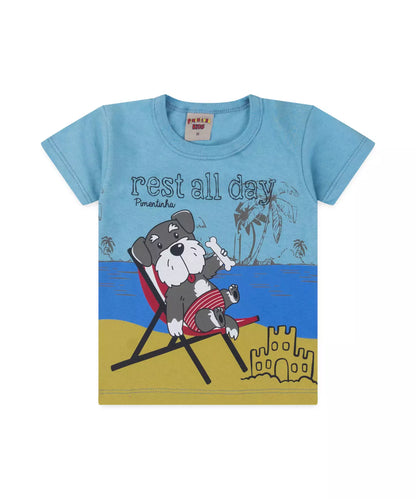 Conjunto de Verão para Bebê Menino Cachorrinho cor Azul