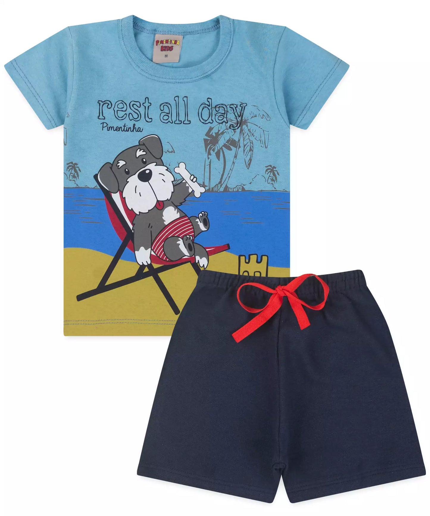 Conjunto de Verão para Bebê Menino Cachorrinho cor Azul