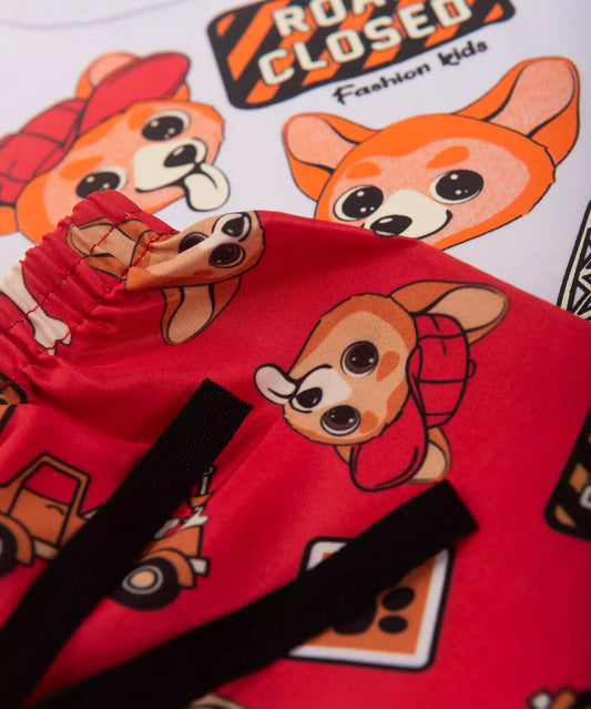 Conjunto de Verão para Bebê Menino Cachorrinho Branco