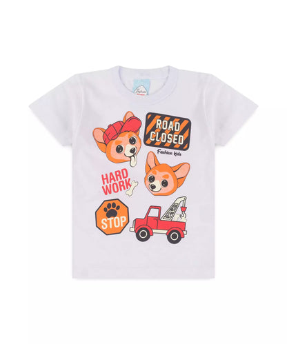 Conjunto de Verão para Bebê Menino Cachorrinho Branco