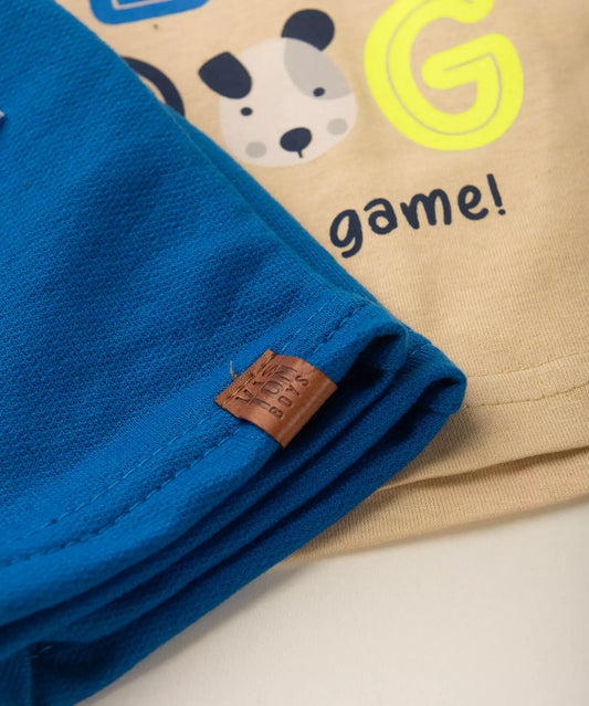 Conjunto de Verão para Bebê Menino Cachorrinho Marfim