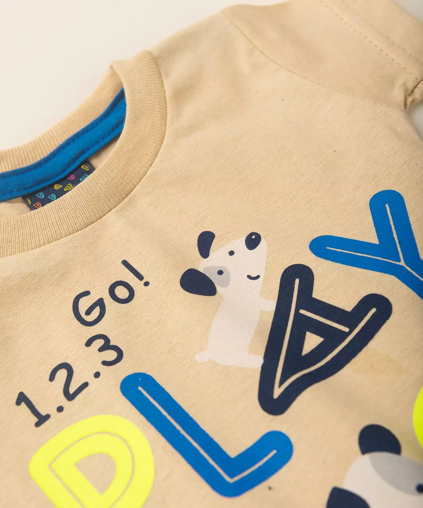 Conjunto de Verão para Bebê Menino Cachorrinho Marfim