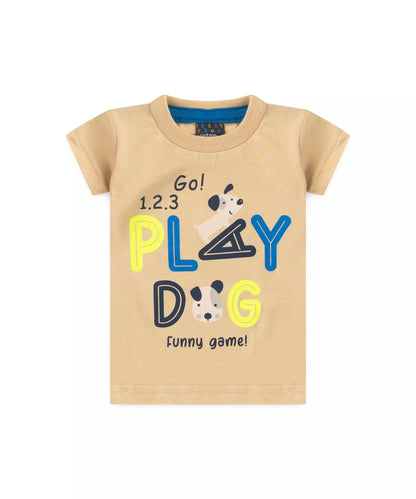 Conjunto de Verão para Bebê Menino Cachorrinho Marfim
